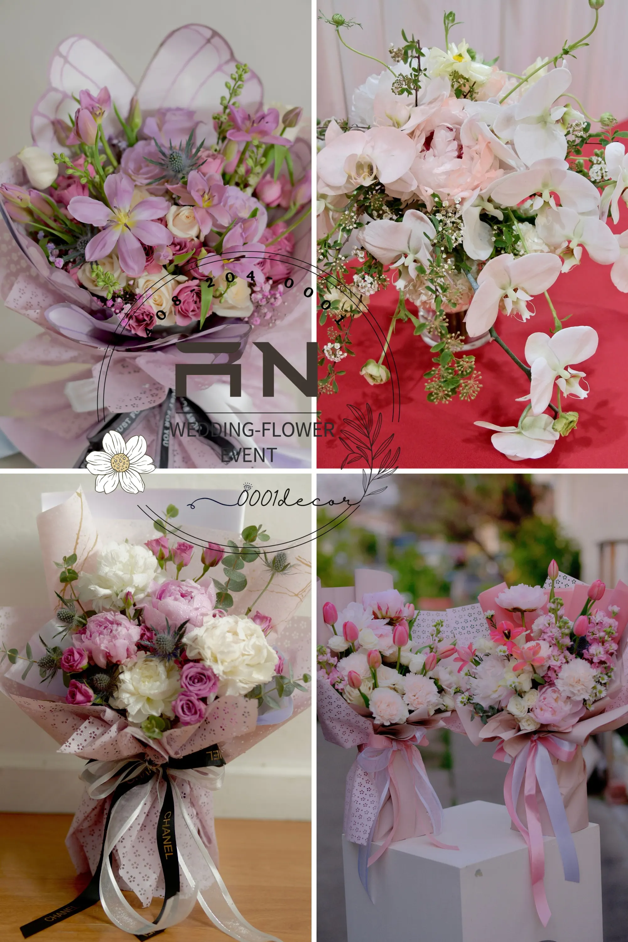 Wedding bouquet flowers San Jose Bay Area – 0001Decor LLC